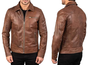 แจ็กเก็ตหนังแท้สำหรับผู้ชายเสื้อแจ็กเก็ตหนังแกะสำหรับผู้ชายสไตล์สตรีทแบบกำหนดเองได้2023 - Product Image 3