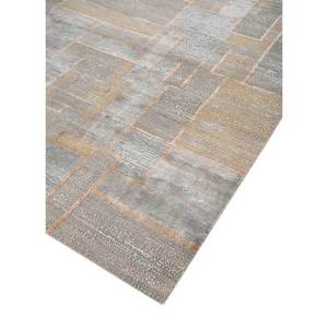 Tapis en laine et soie de bambou noué à la main, motif abstrait gris et noir pour usage domestique - LRB(1681) - Product Image 2