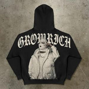 เสื้อฮู้ดพิมพ์ลายสโตนแบบลำลอง, เสื้อฮู้ดแนวสตรีทโอเวอร์ไซส์แบบกำหนดเองได้ - Product Image 4