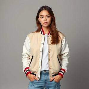 New Style Varsity Jacket for Men/Women/Kids: Wool Body, Leather Sleeves, Custom Logo <b>Patches</b>, Thick Warm Quilting, Top Quality. - Product Image 1