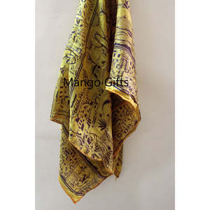 Vintage <b>Indian</b> Satin Silk Sari Large Size Dupatta Head Wrap Shawl Lightweight Digital Printed Viscose Material - Product Image 6