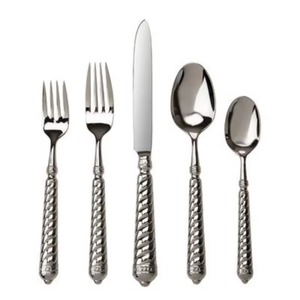 Juego de 4 cubiertos de acero inoxidable, utensilios de cocina ideales para uso en el hogar y el hotel, cubiertos con acabado chapado en oro, mango de 2 colores - Product Image 3