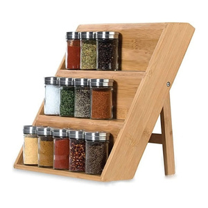 Moderno Estante para Especias de Bambú de 3 Niveles, Plegable, para Montar en la Pared, Organizador de Cocina Multifuncional de 35x25cm - Product Image 4
