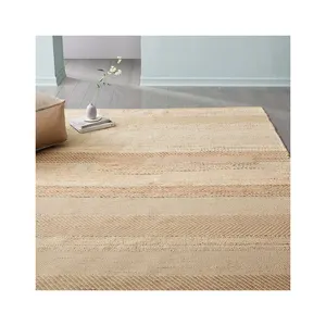 Bulk Selling Jute Stripe Flat Weave Natürliche handgemachte Dhurrie Indian Carpet Teppiche zu niedrigem Preis