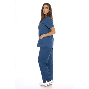 Women's High Quality Orange V Neck Scrub Set Cotton Polyester Hospital Custom Uniforms for Medical Staff - Product Image 5