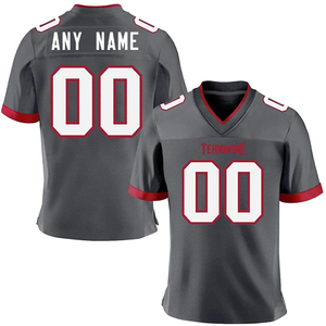 Camiseta de fútbol americano personalizada azul marino blanco gris camiseta personalizada impresa nombre del equipo número camiseta de fútbol americano de secado rápido - Product Image 4