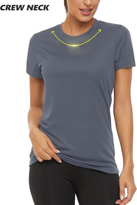 T-shirt à manches courtes de Sport de plein air décontracté pour femmes haut d'été à séchage rapide 100% coton coupe ample tricoté impression numérique respirant - Product Image 3