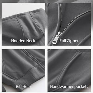 Solid Color <b>Men's</b> cotton blended <b>Thermal</b> Zip-up <b>Hoodie</b> With Long Drawstrings <b>mens</b> athletic hoodies - Product Image 3