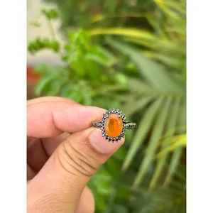 925 Silver Mexican Fire <b>Opal</b> Statement <b>Ring</b> Dainty Fine Jewelry with Yellow <b>Gold</b> Everyday Wear Gemstone <b>Ring</b> - Product Image 1