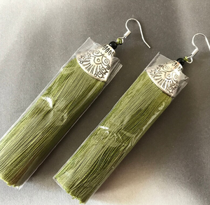 Purple Tassel Clip on <b>Earrings</b> <b>Silver</b> Cap Fringe <b>Earrings</b> Screw <b>Back</b> Dangler Boho Tassel <b>Earrings</b> - Product Image 2