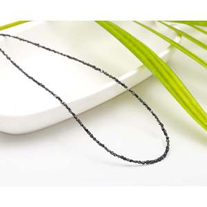 Collier unisexe en argent sterling 925 plaqué rhodium noir avec diamant noir non taillé de 2-3 mm, 16 pouces, pour un usage quotidien - Product Image 1