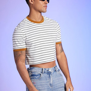 New Fashion Casual <b>Men's</b> O-Neck 100% Cotton Knitted Short Sleeve Quick Dry Breathable <b>Crop</b> <b>Top</b> - Product Image 5