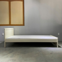 Lit simple contemporain Blanc Design moderne minimaliste Lit en bois massif de grande taille à cadre en bois en pin