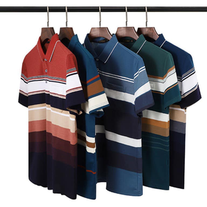 เสื้อโปโลลายทางสำหรับผู้ชายเสื้อตีกอล์ฟผ้าฝ้ายปักแขนสั้นสำหรับธุรกิจแฟชั่นใหม่ฤดูร้อน - Product Image 5