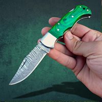 Couteau pliant industriel en acier Damas torsadé, qualité professionnelle, avec clip EDC, manche en bois personnalisable OEM, pour camping et chasse, étui en cuir, garantie 1 an