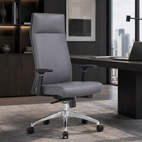 Chaise de bureau ergonomique à dossier haut en similicuir PU, accoudoirs réglables, base pivotante pour bureau de direction, vente en gros