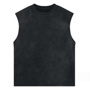 Débardeur noir sans manches pour homme, col rond, tricoté, couleur unie, style décontracté - Product Image 1
