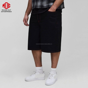 กางเกงยีนส์ขาสั้นทรงวินเทจสำหรับผู้ชาย สีดำฟอก ทรงขากว้าง มีกระเป๋าขนาดใหญ่ สไตล์สตรีทแวร์ - Product Image 5