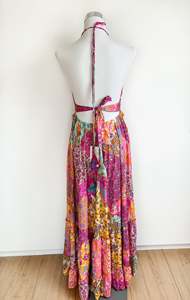 2025 gros Logo nouveau plancher-longueur coton organique dentelle bohème Vintage Floral coloré broderie Sexy ample dos nu Club - Product Image 3