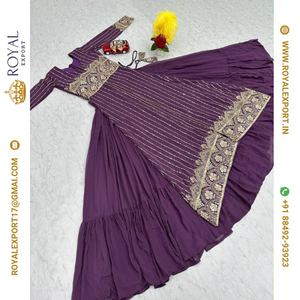 Presentación exclusiva de Faux Georgette con mayorista de trabajo de bordado pesado por Royal Export en Surat Gujarat - Product Image 4