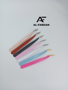 Pinzas aplicadoras de pestañas de acero inoxidable sostenibles en colores personalizados con pinzas de pestañas postizas de puntos dorados y pulidos - Product Image 4