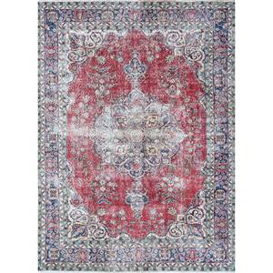 Tapis en laine noué à la main de grande taille, motif rectangulaire médaillon rouge-orange, design abstrait, pour salon domestique Pae-2621 - Product Image 1