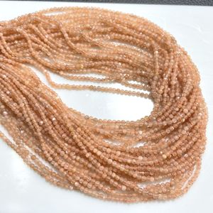 2.5MM pêche pierre de lune lisse forme ronde perles pierres précieuses naturelles minuscules perles, fournitures de perles en gros - Product Image 4