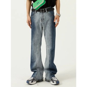 กางเกงยีนส์ทรงแบ็กกี้สำหรับผู้ชาย สไตล์ทันสมัย สีพื้น ทรงตรง คุณภาพสูง กางเกงยีนส์ทรงสแตกสำหรับผู้ชาย - Product Image 4