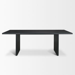 Table à manger en bois de manguier massif et en rotin, design élégant avec texture naturelle, finition noire foncée - Product Image 6