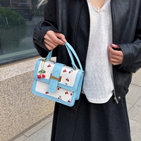 Bolsos de Mano de Diseño en Cuero para Mujer, Estilo Bandolera, con Detalle de Cereza, de Lujo, Bolso de Hombro