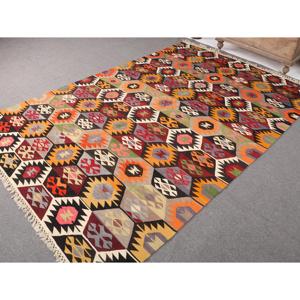 Tapis turc vintage 6,1 x 9,4 pieds, grand tapis, kilim orange, tapis du sud-ouest - Product Image 2