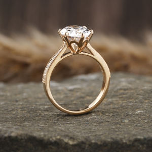 Oval Cut Lab Grown Diamond Vintage Pave Setting Engagement Ring Luxurious 18K <b>Solid</b> Gold Engagement Ring Gift for Women - Product Image 3