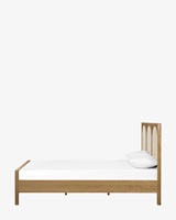 Cama moderna, marco de madera maciza con bastón, cabecero de ratán natural, muebles de dormitorio para el hogar de estilo contemporáneo moderno