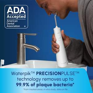 Waterpik-Hydropulseur portable rechargeable sans fil pour les dents, les gencives, les accolades, les soins et les voyages avec 2 WF-20 de soie dentaire blanches - Product Image 3