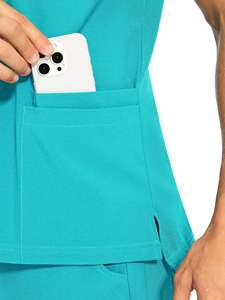 Ensemble de tenue d'infirmière unisexe, pantalon de travail extensible, haut à col montant, manches courtes, multi-poches, ODM, usage hospitalier - Product Image 4