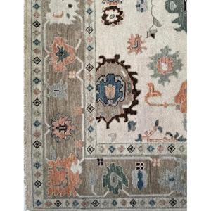 Alfombra de Lana Lavable de Alta Calidad, Anudada a Mano, Estilo Oushak, Antideslizante, Diseño Rectangular Tradicional Único para el Hogar, Simétrica, Color Cielo - Product Image 6