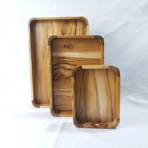 Vaisselle décorative rectangulaire en bois massif véritable naturel, plateau de service à fruits, plateau de service à café, plateau de service à café - Product Image 1