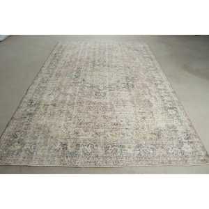 Alfombra Turca Vintage, Alfombra Grande de 6.6x9.9 pies, Alfombra Azul Ikat - Product Image 1