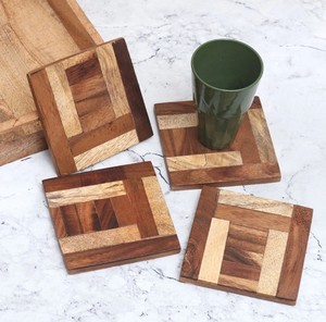 Juego de posavasos de madera con patrón de panal, elegantes posavasos de madera Natural para el hogar, cocina, oficina, protección y decoración de mesa - Product Image 4