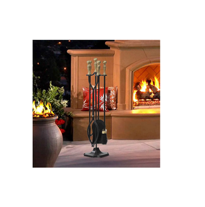 Bon marché Ensemble d'outils pour foyer intérieur et extérieur en fer forgé Kit d'accessoires pour foyer avec brosse Pelle à poker Pince - Product Image 6