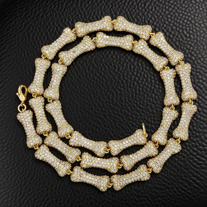 Collier Hip Hop Unique en Argent 925 avec Moissanite Ronde et Diamants, Maillons Os, Style Glacé, pour Hommes et Femmes - Product Image 3