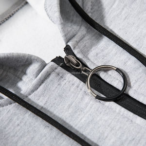 Otoño Invierno nueva moda hombres Casual sólido chándal chaqueta con capucha pantalones conjunto con cremallera prendas de vestir 2 piezas - Product Image 6