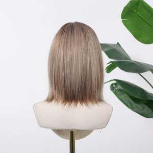 DWY High Quality Synthetic Hair Mixed Dark Blonde Bob <b>Wig</b> with Transparent Lace - Product Image 4