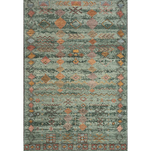 Alfombra de Lana Afgana Anudada a Mano en Verde Tomillo, con Patrón Geométrico, para Sala de Estar, Decoración de Pasillo Juvenil, 9x12 Pulgadas - Product Image 1