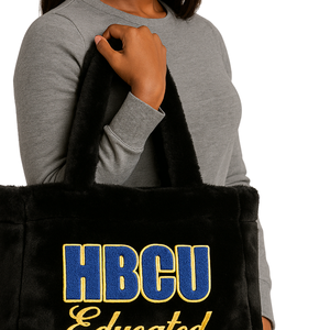 Sac fourre-tout en fourrure SGRho pour femmes noires éduquées aux universités HBCU, sac à main en peluche Sigma Gamma Rho, broderie en chenille, sac à main de sororité grecque Divine Nine - Product Image 5