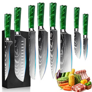 Ensemble de couteaux de chef multi-usages en acier Damas Cine Forge - Poignées ambidextres, lames durables (4-11,9 pouces), cuisine durable - Product Image 1