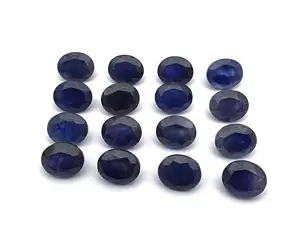 Batu Permata Potongan Oval Campuran Safir Biru Alami, Batu Safir Faset Longgar, Safir untuk Membuat Perhiasan 3X4 Hingga 16X22 Mm