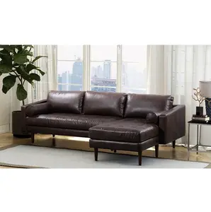 Sofá de couro natural em casa, sofá de couro com preço razoável, fabricante de produtos de alta qualidade