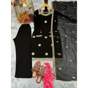 Ensemble haut palazzo et dupatta pour femmes, vêtements de soirée de créateur - Product Image 4