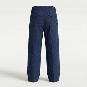 Mens Casual Denim Pleated Trousers 100% Cotton <b>Summer</b> Straight Mid Waist Zipper Fly Business Office Wear Mens Jeans <b>Pant</b> - Product Image 2